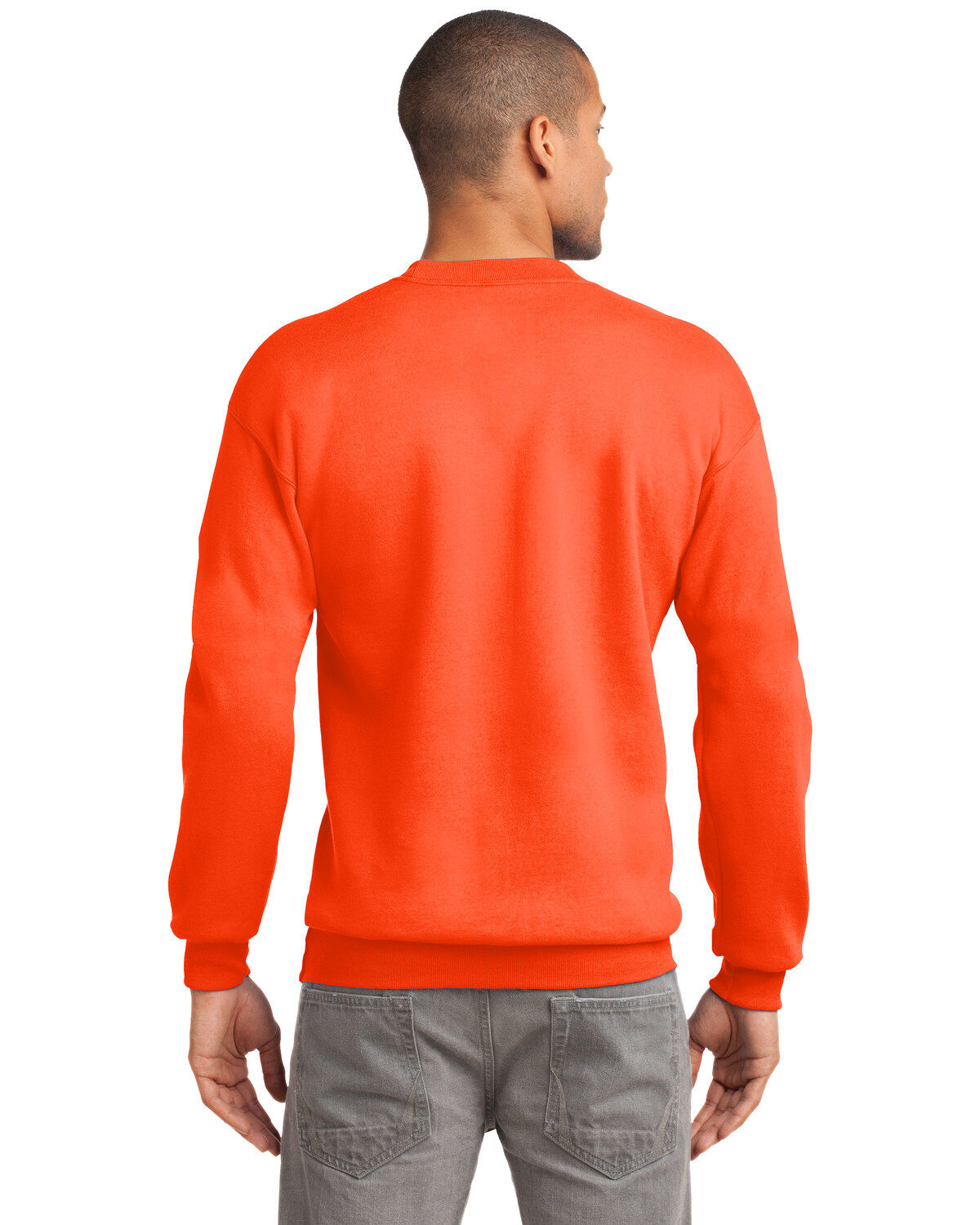 Image #2 - Port & Company Men's Safety Orange 2X Essential Fleece Crew Work Pullover - Big, Orange, hi-res