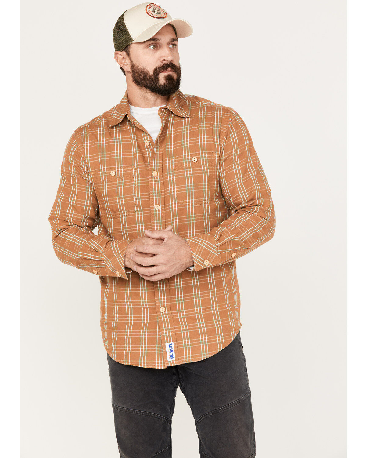 Image #1 - Resistol Men's Welby Plaid Button Down Western Shirt, Lt Brown, hi-res