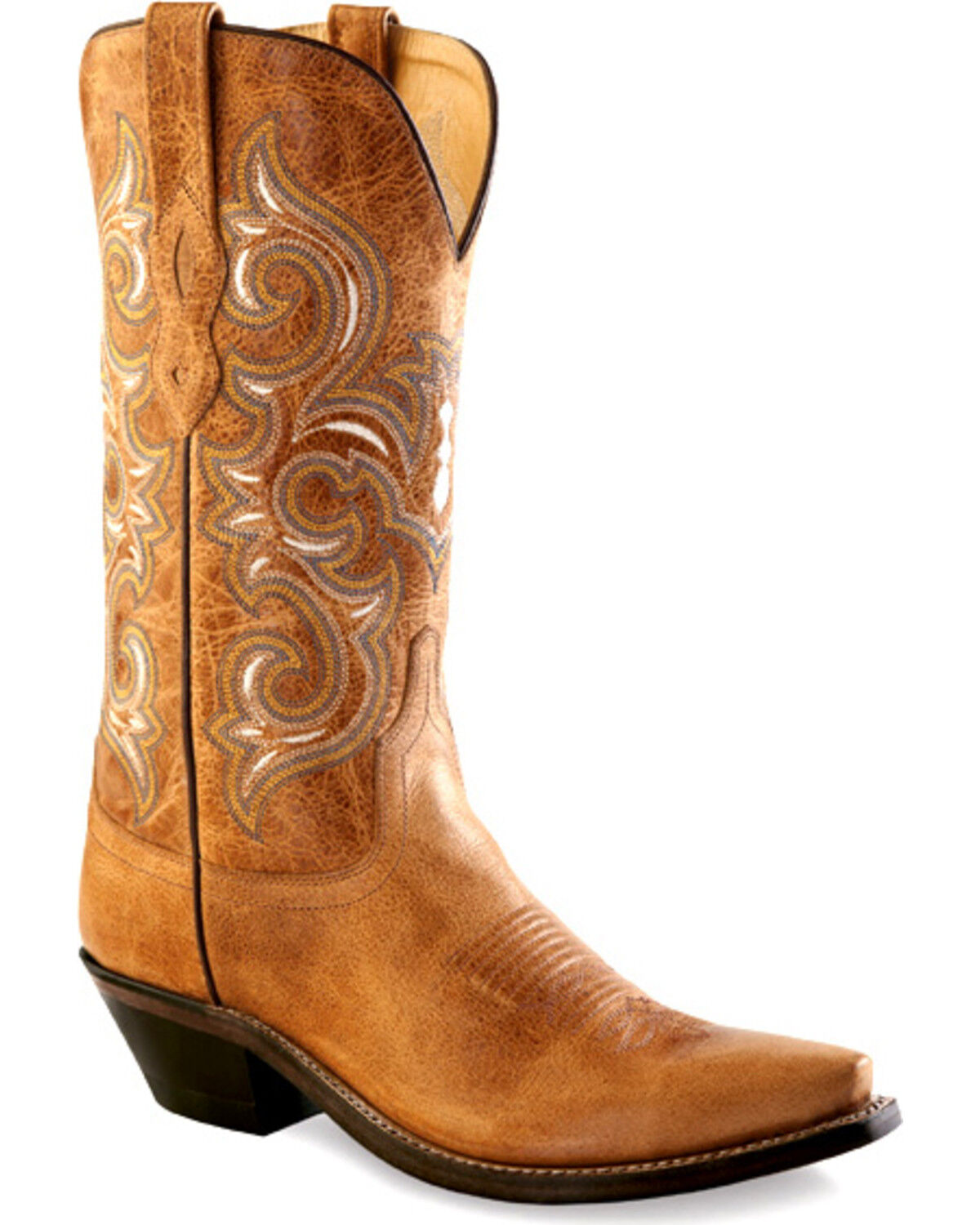 Image #1 - Old West Women's Rustic Tan Western Boots - Snip Toe, , hi-res