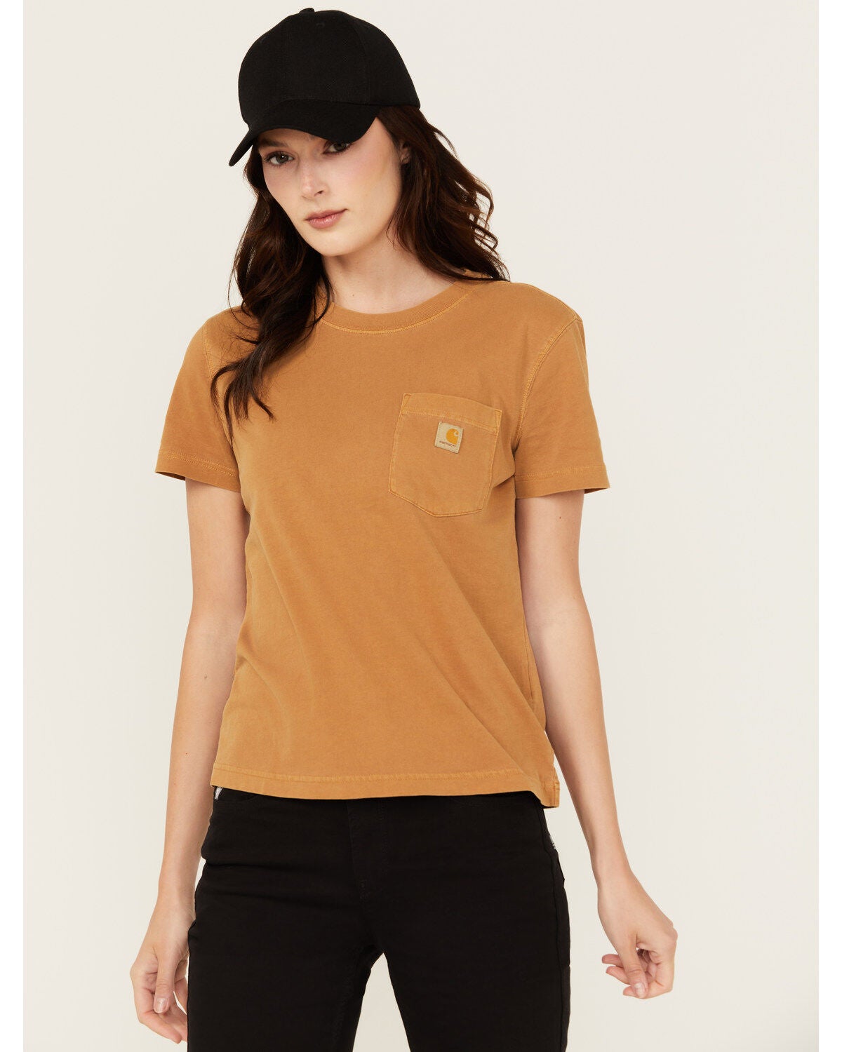 Carhartt Women's Re-Engineered Relaxed Fit Midweight Short Sleeve Pocket Work Tee, Tan, hi-res