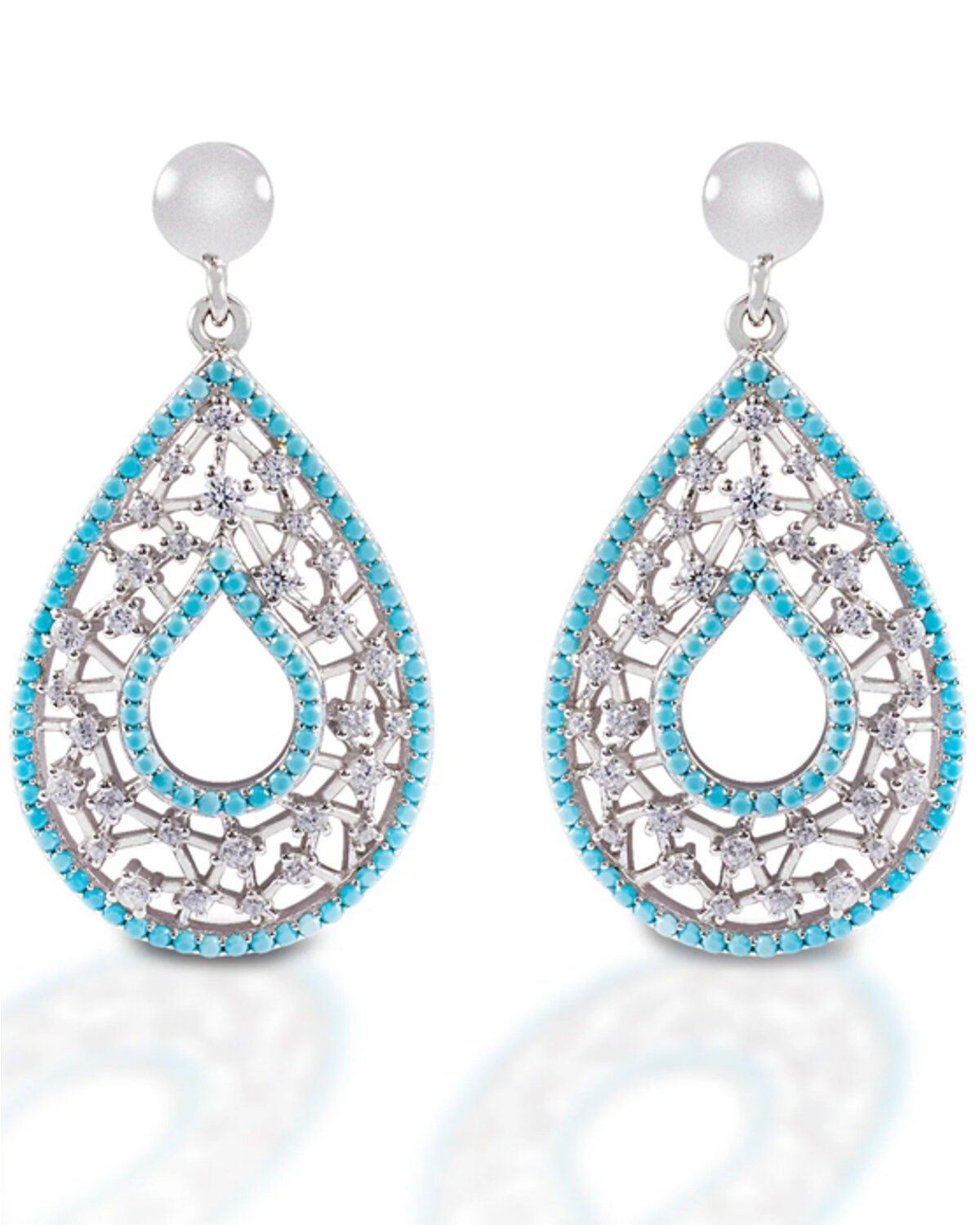 Kelly Herd Women's Silver & Turquoise Teardrop-Shaped Earrings, Blue, hi-res
