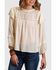 Image #1 - Stetson Women's Cream Herringbone Pleated Long Sleeve Blouse Top, Cream, hi-res