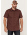 Image #1 - Gibson Men's Tribal Meeting Geo Print Short Sleeve Button Down Western Shirt, Burgundy, hi-res