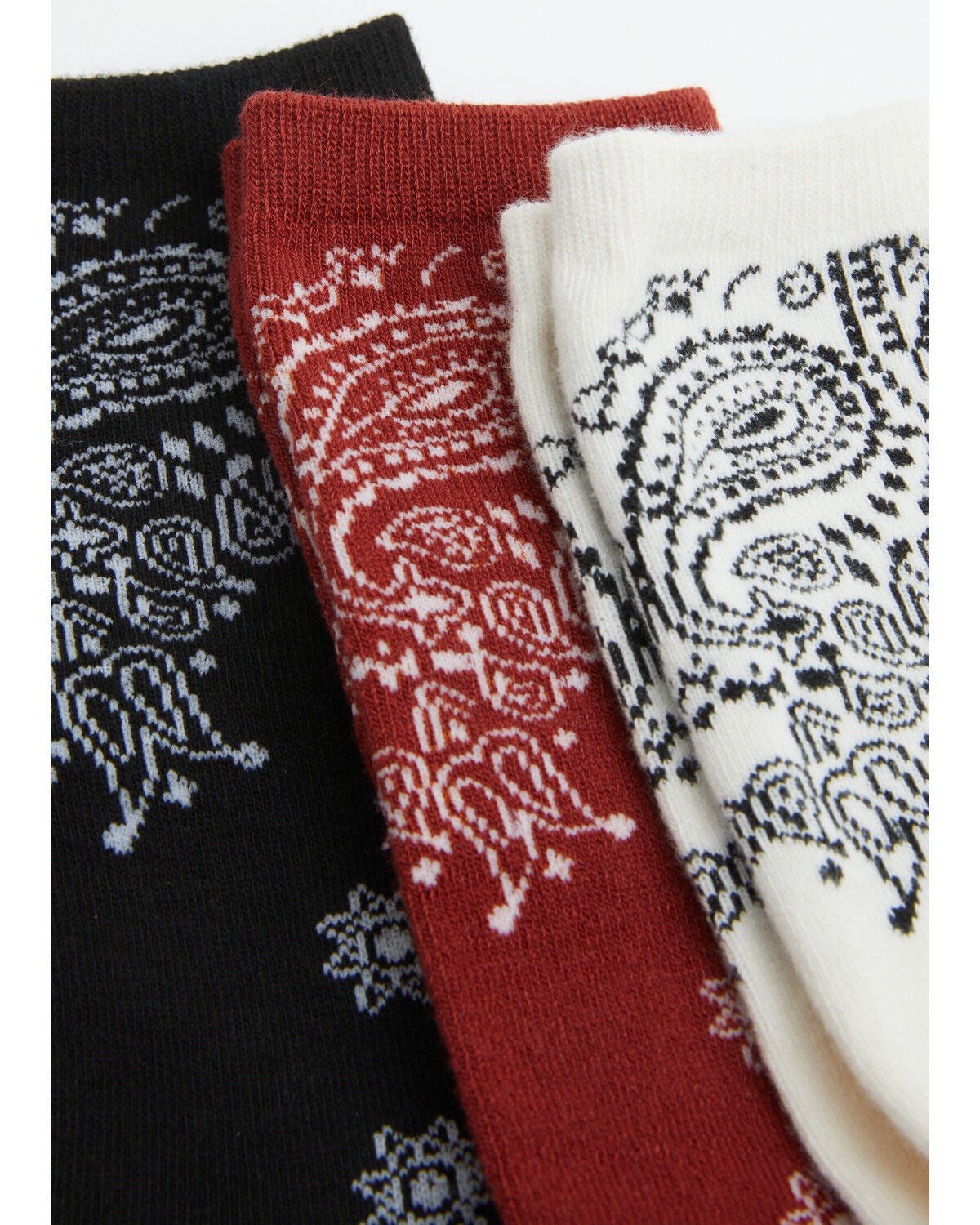 Image #2 - Boot Barn Women's Honor Bandana Print Crew Socks - 3 Pack, Red, hi-res