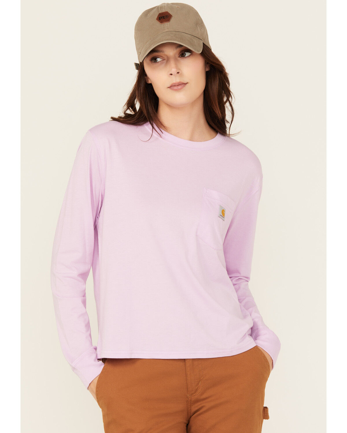 Image #1 - Carhartt Women's Tencel™ Fiber Series Loose Fit Long Sleeve Pocket Work Shirt, Violet, hi-res