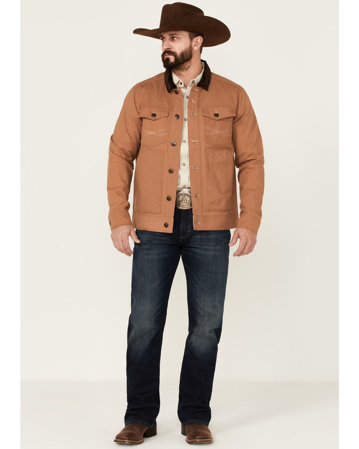 Image #3 - Blue Ranchwear Men's Copper Duck Canvas Button-Front Trucker Rust Jacket, Rust Copper, hi-res