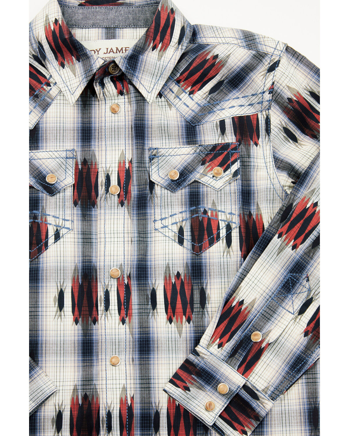 Image #2 - Cody James Toddler Boys' Zion Sunset Plaid Print Long Sleeve Snap Western Shirt, Red, hi-res