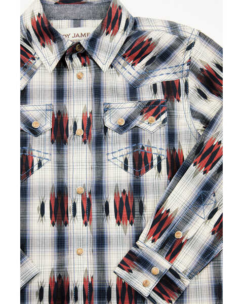 Image #2 - Cody James Toddler Boys' Zion Sunset Plaid Print Long Sleeve Snap Western Shirt , Red, hi-res