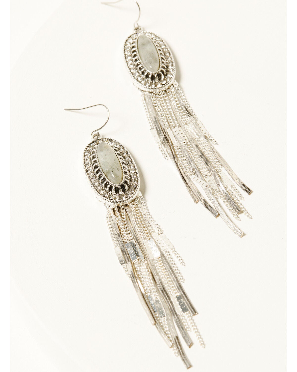Shyanne Women's Agate Fringe Earrings, Silver, hi-res