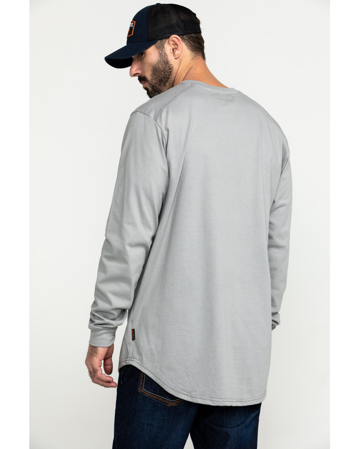 Image #2 - Hawx Men's FR Pocket Long Sleeve Work T-Shirt - Tall, Silver, hi-res