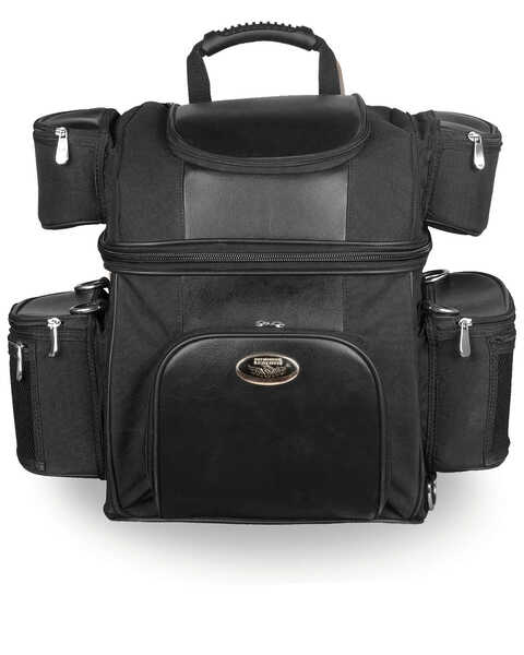 Image #1 - Milwaukee Leather Textile Double Barrel Motorcycle Sissy Bar Bag , Black, hi-res