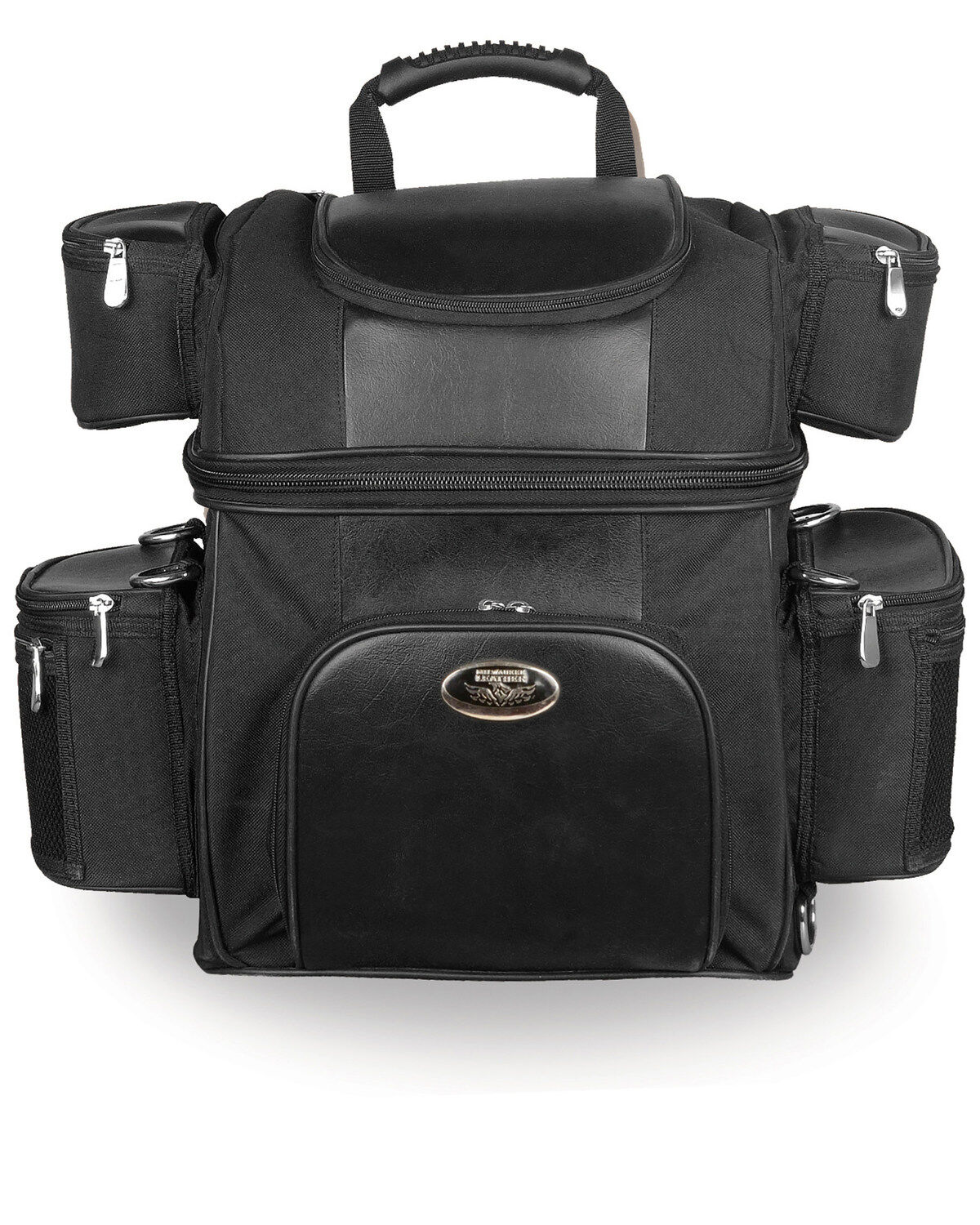Image #1 - Milwaukee Leather Textile Double Barrel Motorcycle Sissy Bar Bag, Black, hi-res