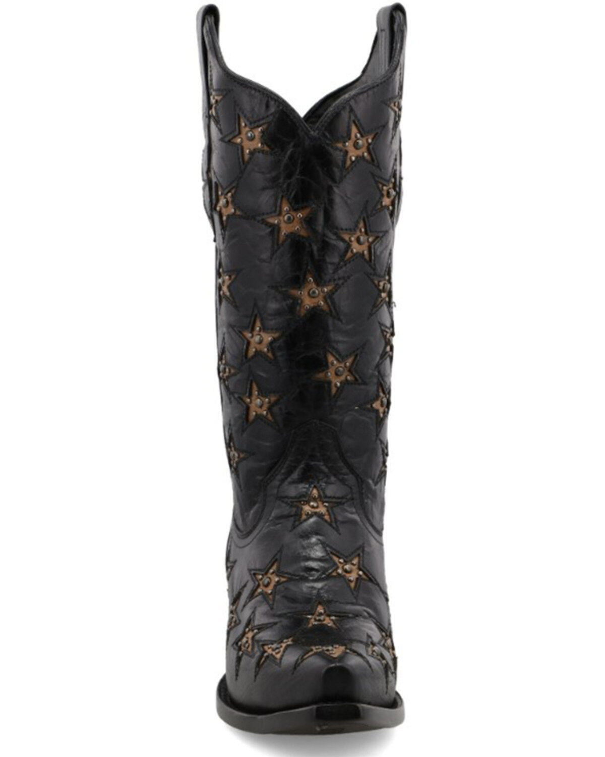 Image #4 - Black Star Women's Marfa Star Inlay Studded Leather Western Boot - Snip Toe, Black, hi-res