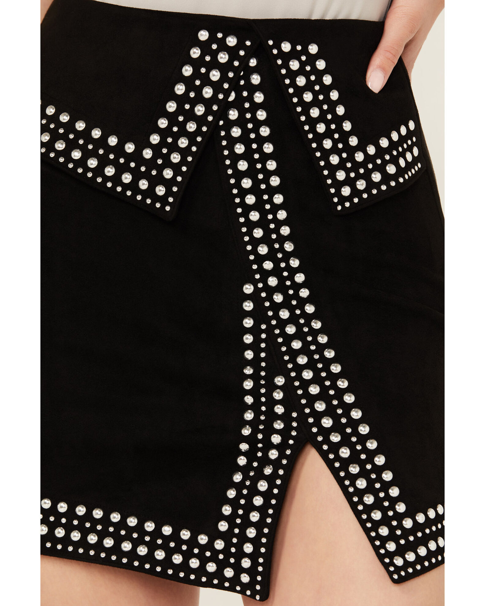 Vocal Women's Faux Suede Studded Mini Skirt