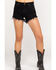 Image #2 - Wrangler Modern Women's Black Heritage Frayed Hem Shorts, Black, hi-res
