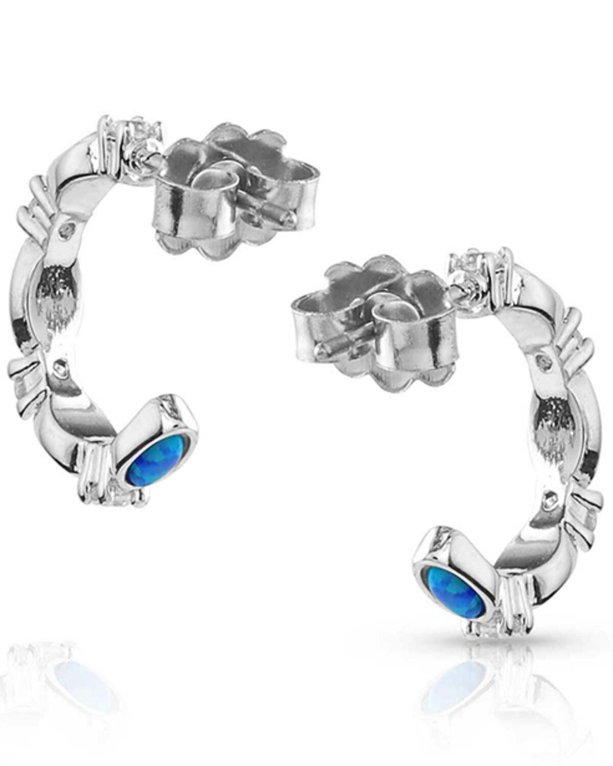 Image #2 - Montana Silversmiths Women's Moonlit Night Crustal Opal Hoop Earrings, Silver, hi-res