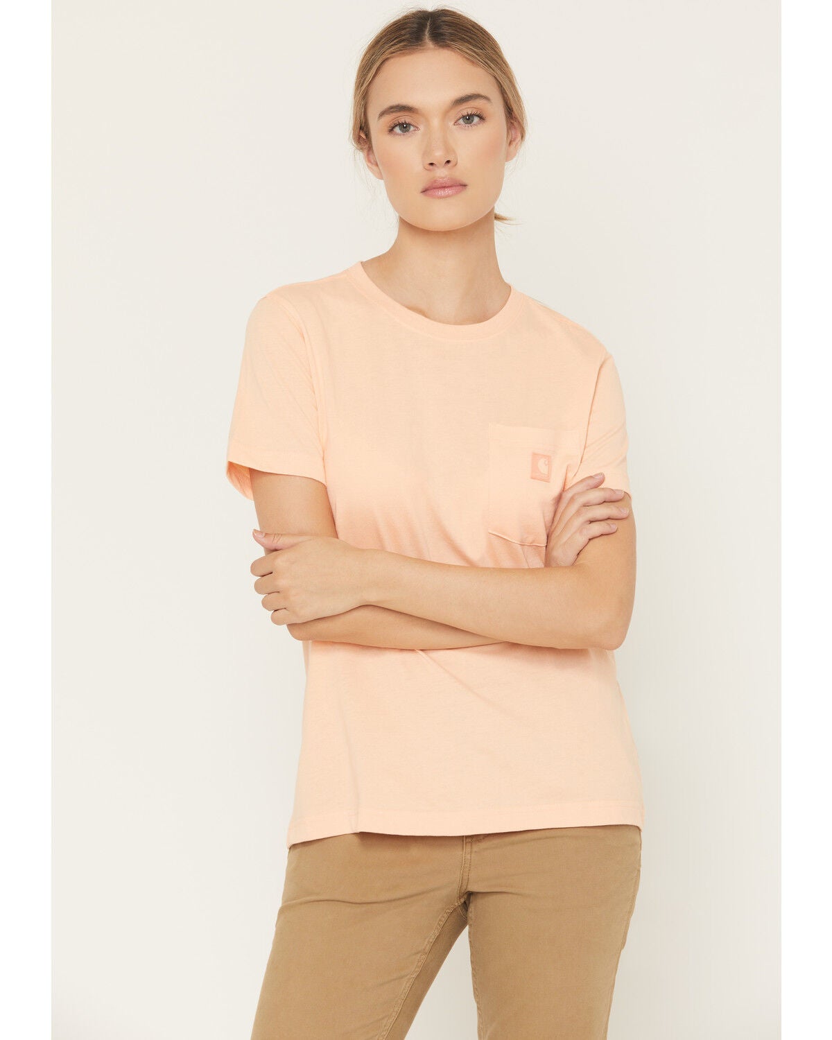 Carhartt Women's Relaxed Fit Lightweight Short Sleeve Pocket Tee, Light Pink, hi-res