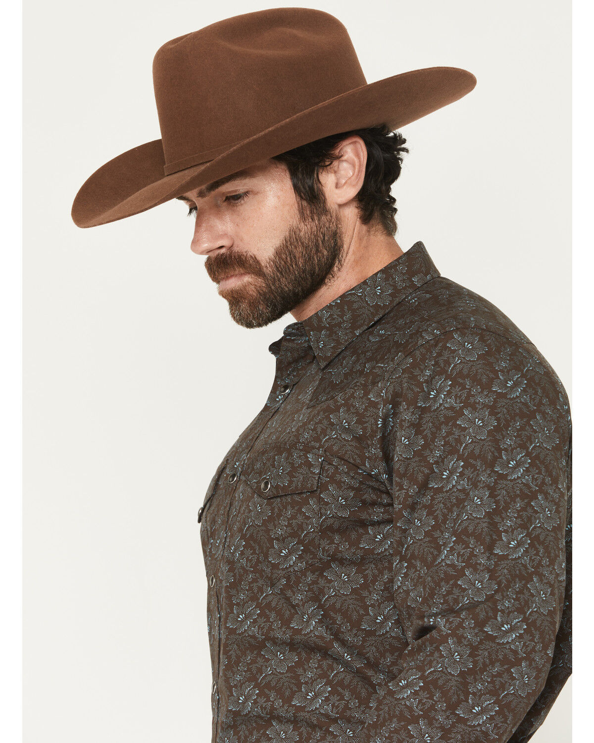 Image #2 - Gibson Trading Co Men's Groovin Floral Print Long Sleeve Snap Western Shirt, Dark Brown, hi-res