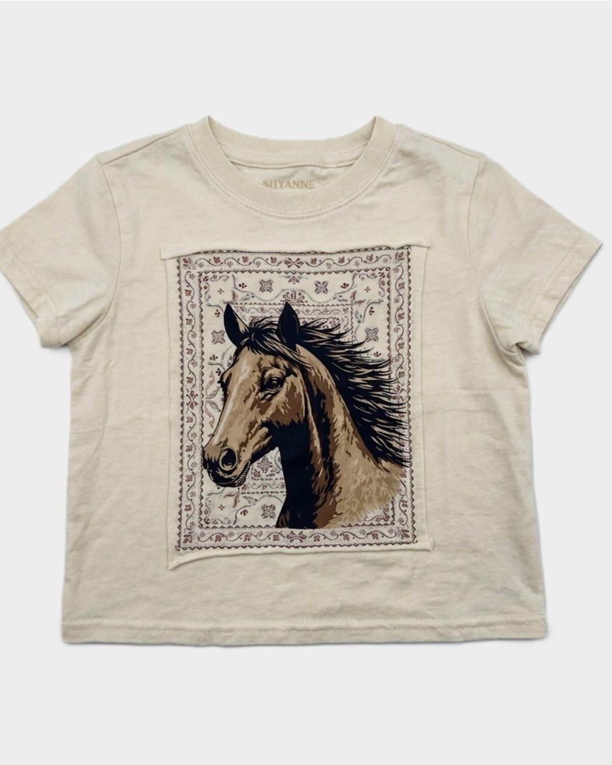 Image #1 - Shyanne Girls' Horse Head Short Sleeve Graphic T-Shirt, Natural, hi-res