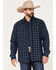 Cody James Men's Ghost Tree Plaid Button Down Sherpa Bonded Western Flannel Shirt Jacket, Navy, hi-res