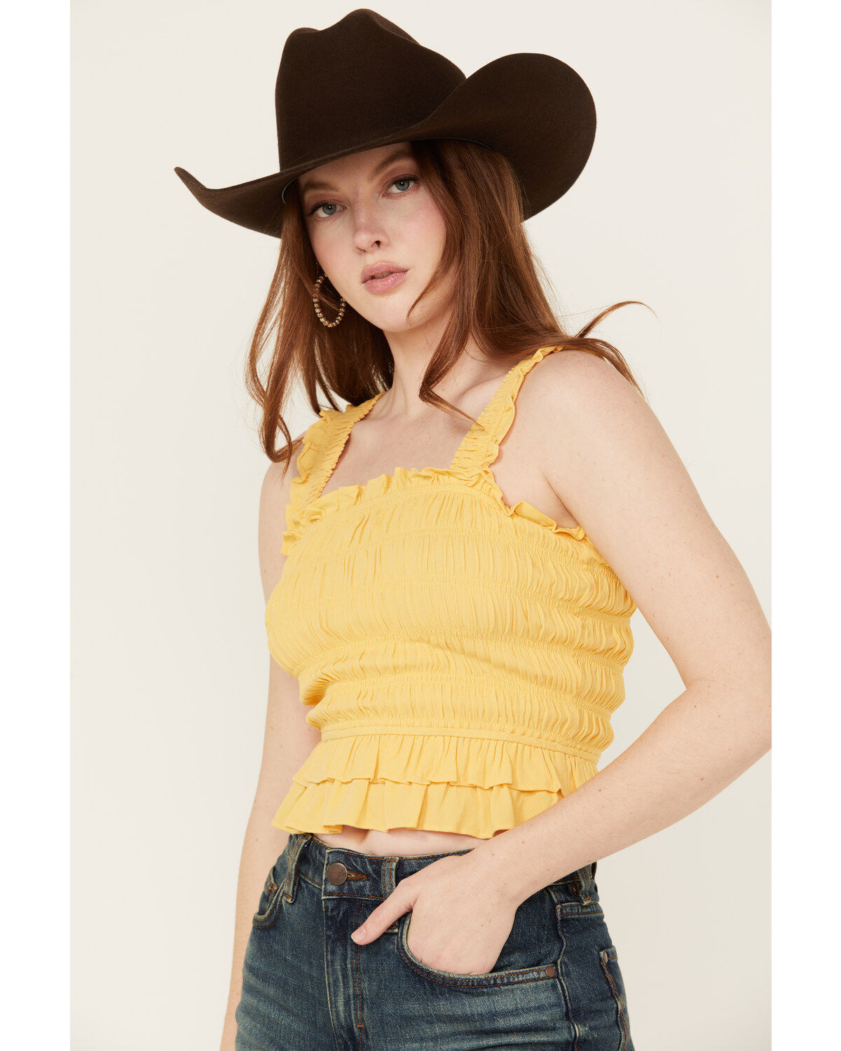 Image #2 - Shyanne Women's Smocked Tank Top, Yellow, hi-res
