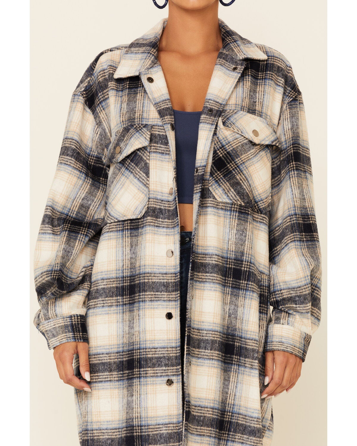 blue plaid jacket womens