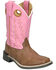 Image #1 - Smoky Mountain Girls' El Paso Western Boots - Broad Square Toe, Brown/pink, hi-res