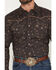 Image #3 - Cowboy Hardware Men's Brand Irons Print Long Sleeve Snap Stretch Western Shirt, Dark Brown, hi-res