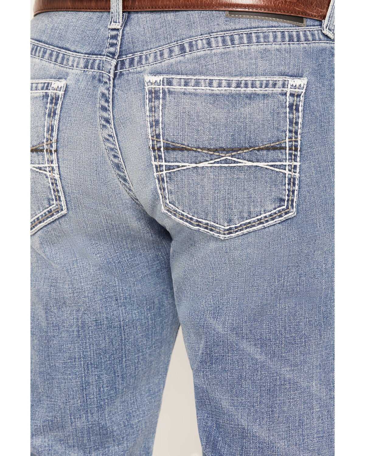 Image #4 - Ariat Men's Beckett Dax Light Wash Relaxed Straight Stretch Denim Jeans, Light Wash, hi-res