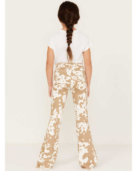 Image #3 - Saint & Hearts Girls' Cowhide Print Pull On Flare Pants, Taupe, hi-res