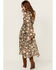 Image #4 - Miss Me Women's Floral Print Long Sleeve Midi Dress, Black, hi-res