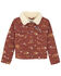 Image #1 - Wrangler Girls' Conversation Print Sherpa Jacket, Brown, hi-res