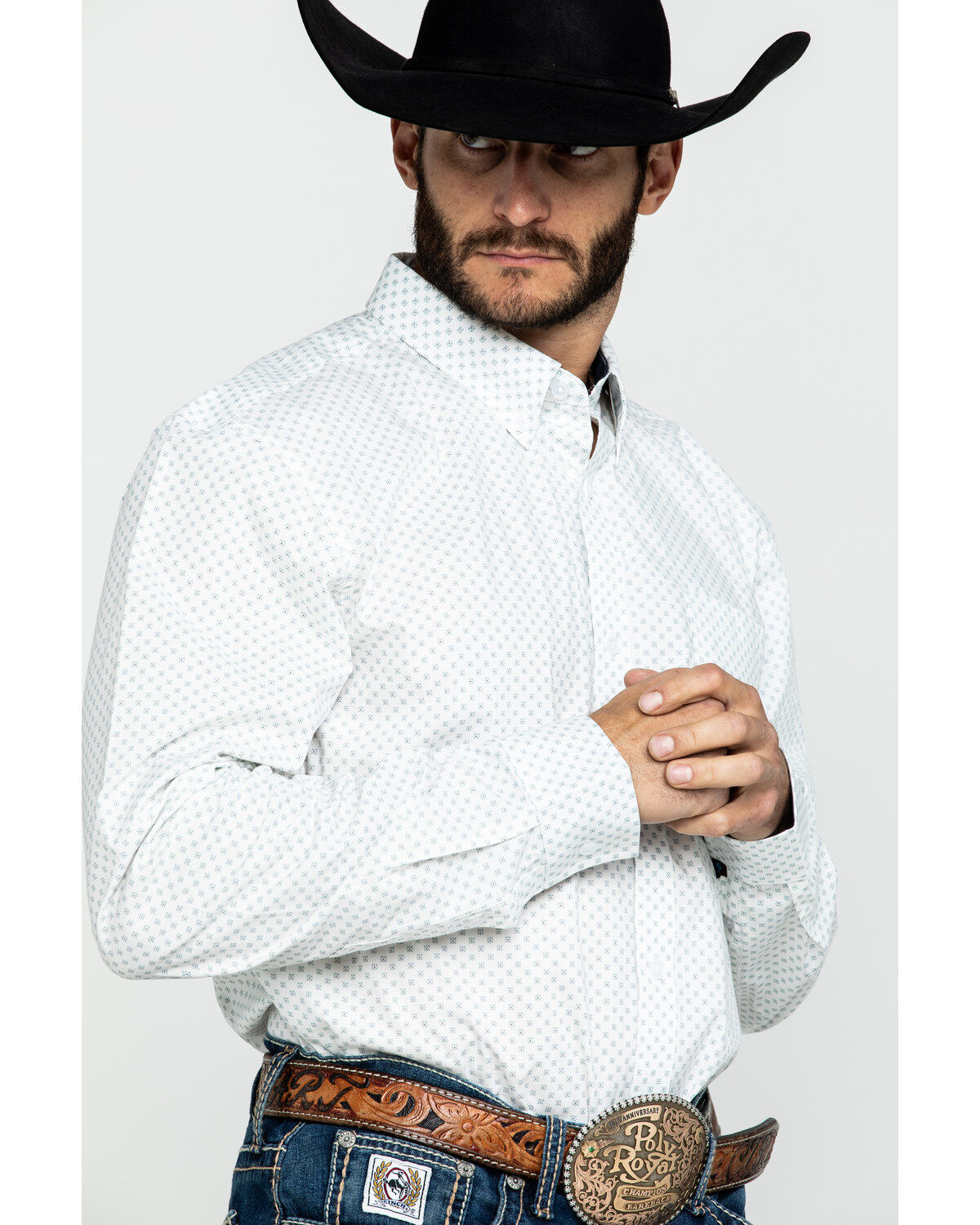Image #3 - Cody James Core Men's Mayflower Floral Geo Print Long Sleeve Western Shirt, , hi-res