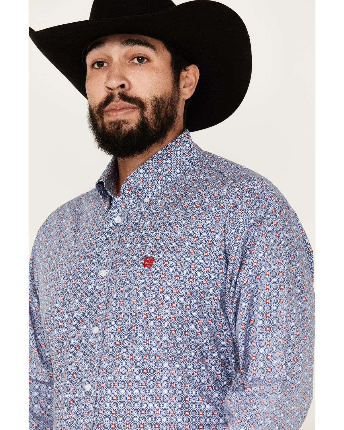 Image #2 - Cinch Men's Medallion Print Long Sleeve Button-Down Stretch Western Shirt, Royal Blue, hi-res