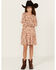 Image #1 - Hayden LA Girls' Floral Drop Waist Mini Dress, Rust Copper, hi-res