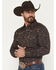 Image #2 - Cowboy Hardware Men's Brand Irons Print Long Sleeve Snap Stretch Western Shirt, Dark Brown, hi-res