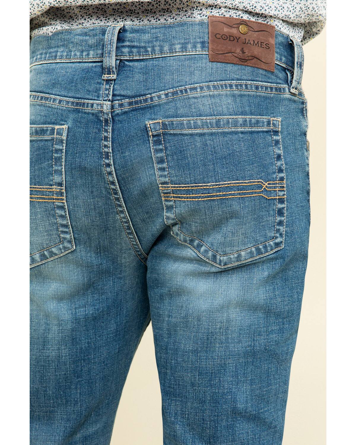 Image #4 - Cody James Men's Hawken Medium Wash Crosshatch Stretch Slim Bootcut Jeans, , hi-res