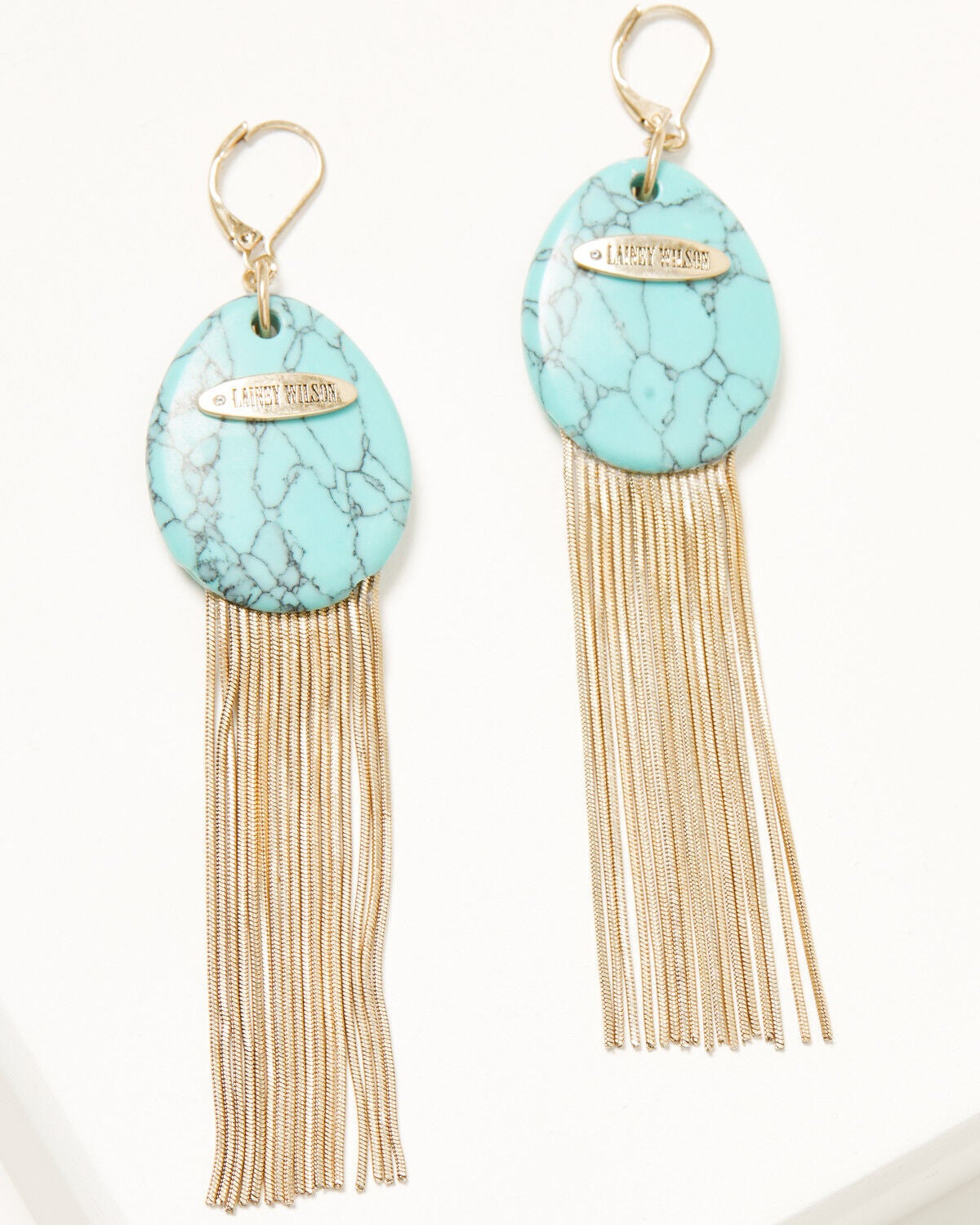 Lainey Wilson Women's Linear Chain Fringe Earrings, Gold, hi-res