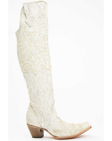 Corral Women's Glitter Overlay Tall Western Boots - Snip Toe, Beige/khaki, hi-res