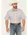 Image #1 - Roper Men's Striped Print Short Sleeve Snap Stretch Western Shirt, Light Blue, hi-res