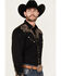 Scully Men's Embroidered Scroll Long Sleeve Snap Western Shirt, Black, hi-res