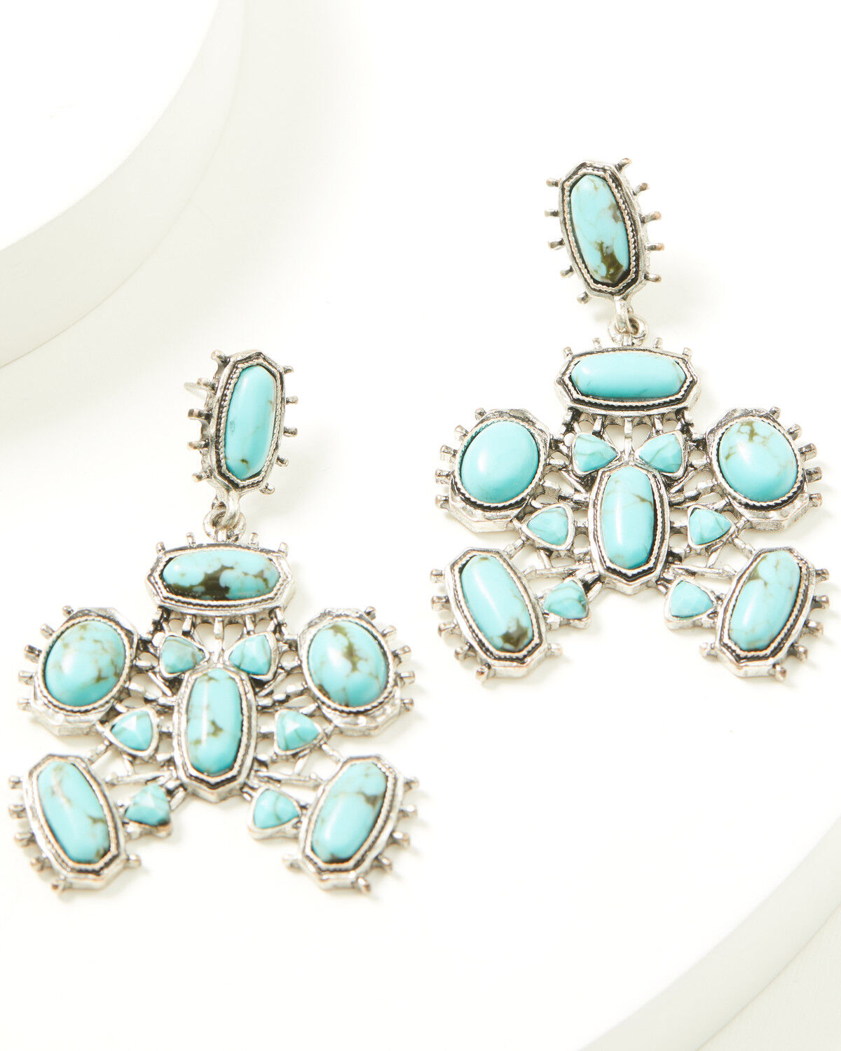 Image #1 - Idyllwind Women's Jewell Squash Blossom Statement Earrings, Silver, hi-res