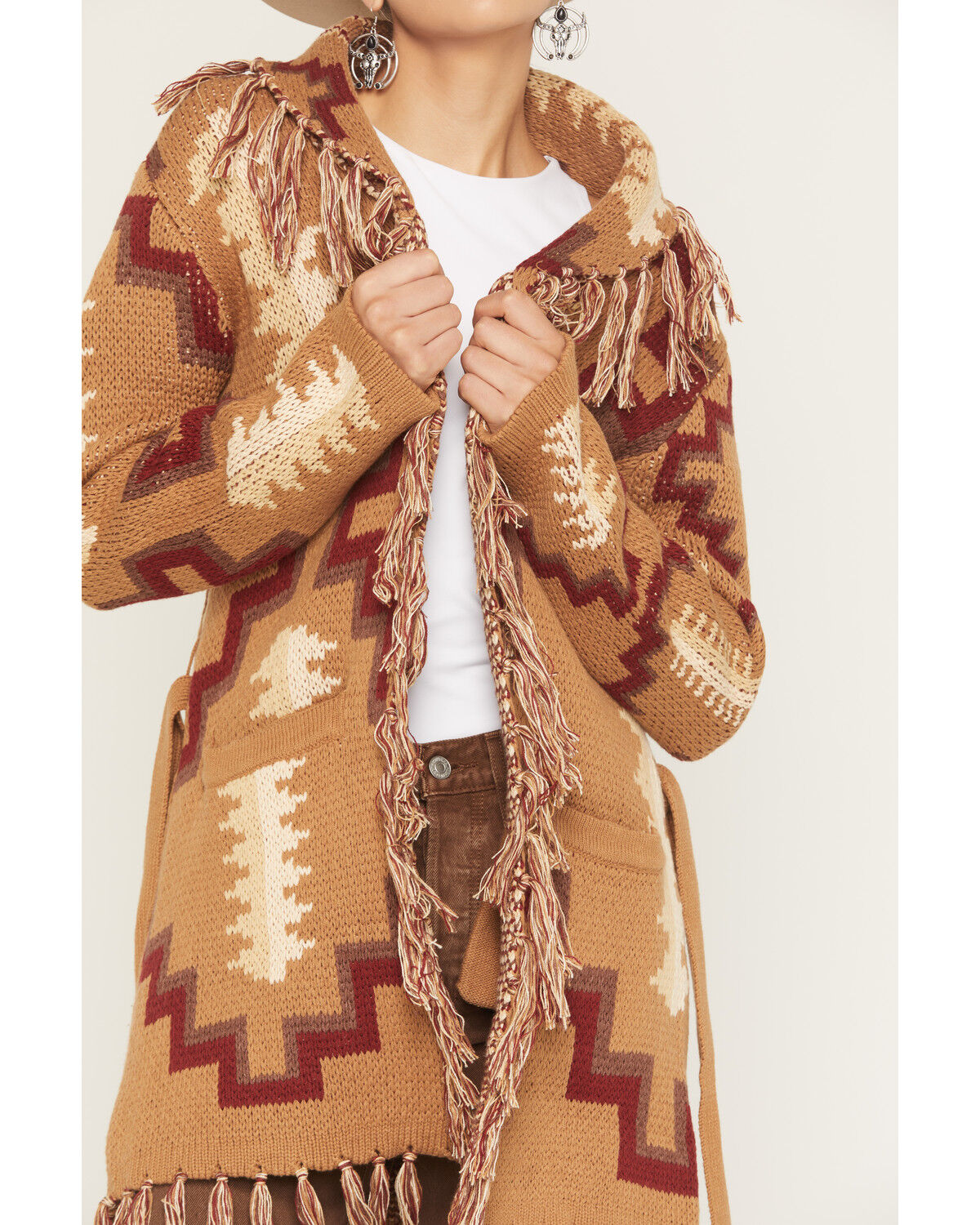 Image #3 - Tasha Polizzi Women's August Southwestern Print Cardigan, Brown, hi-res