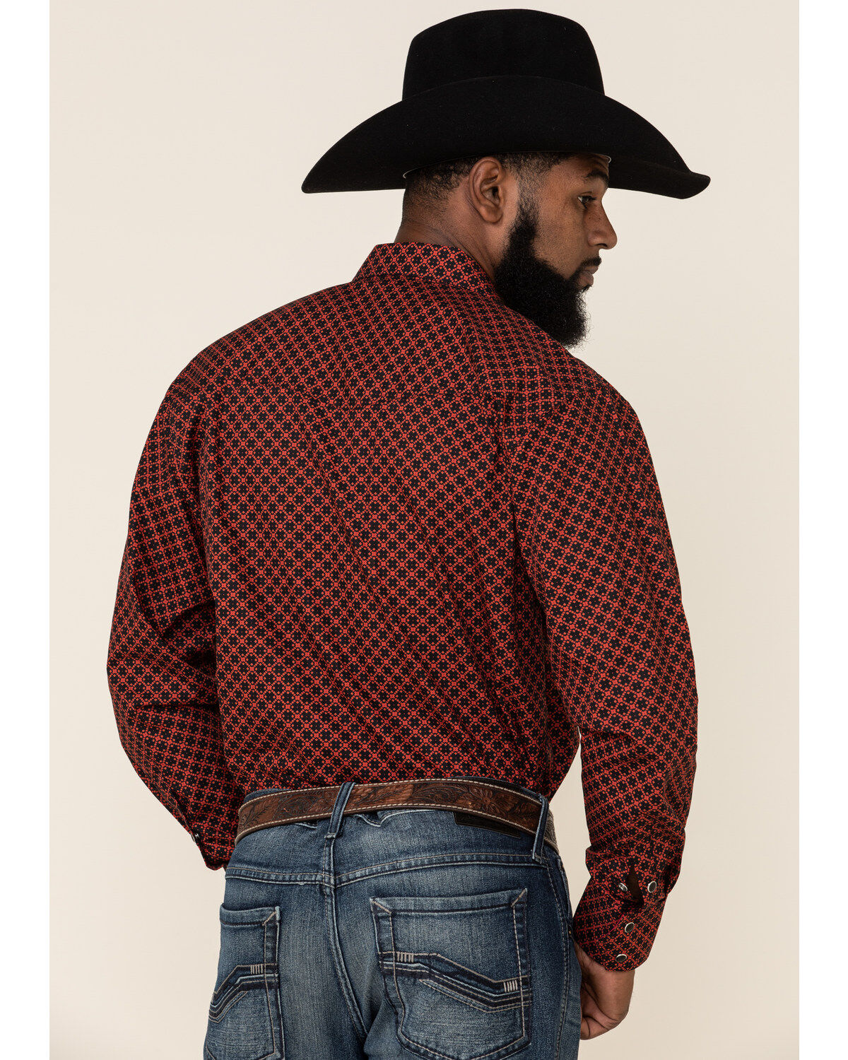 Image #5 - Resistol Men's Red Camden Geo Print Long Sleeve Western Shirt, Red, hi-res