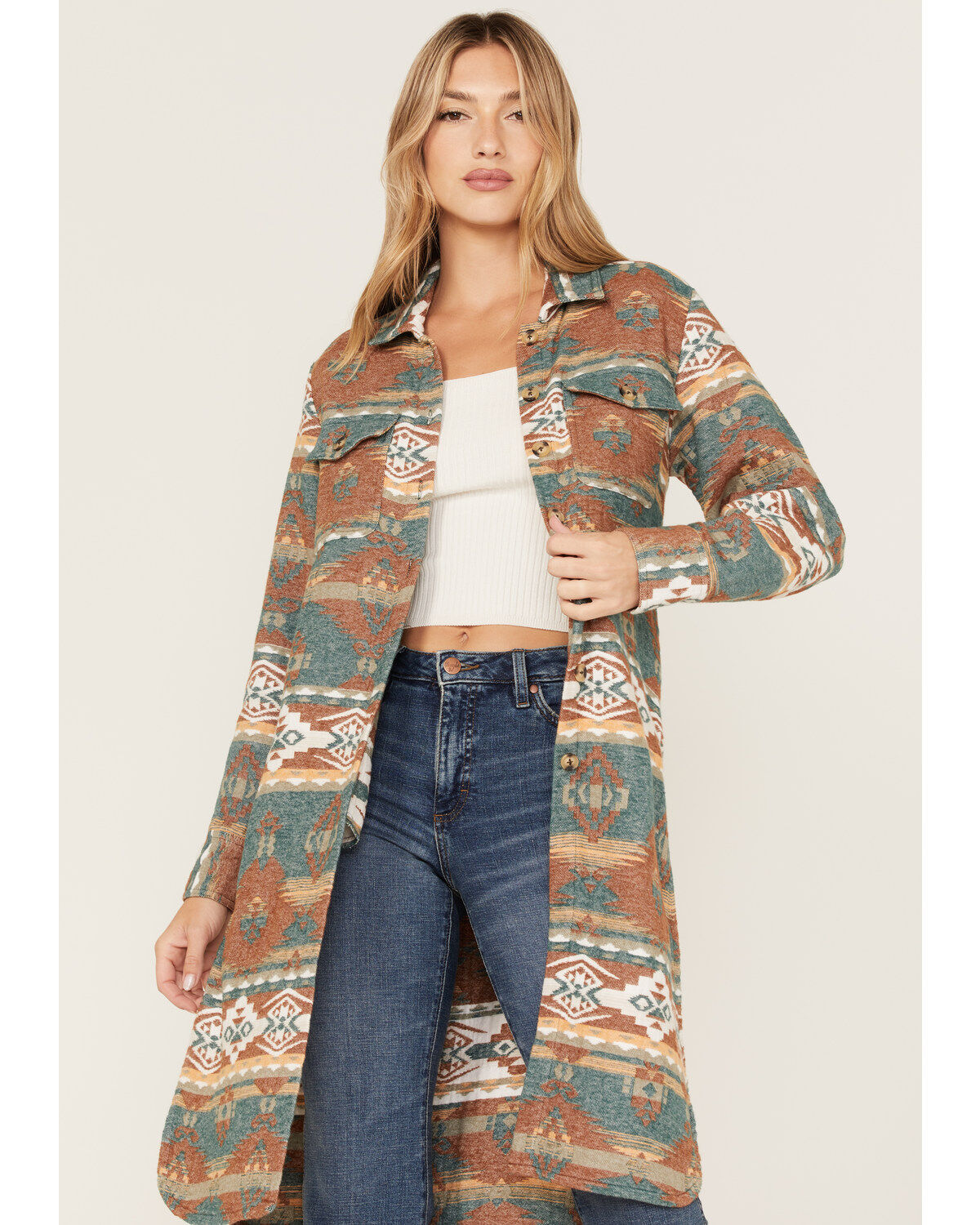 Image #2 - Shyanne Women's Southwestern Print Duster Shacket, , hi-res