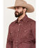 Rough Stock by Panhandle Men's Paisley Geo Print Long Sleeve Western Snap Shirt, Burgundy, hi-res