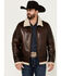 Image #1 - Scully Men's Sherpa Lined Leather Jacket , Chocolate, hi-res
