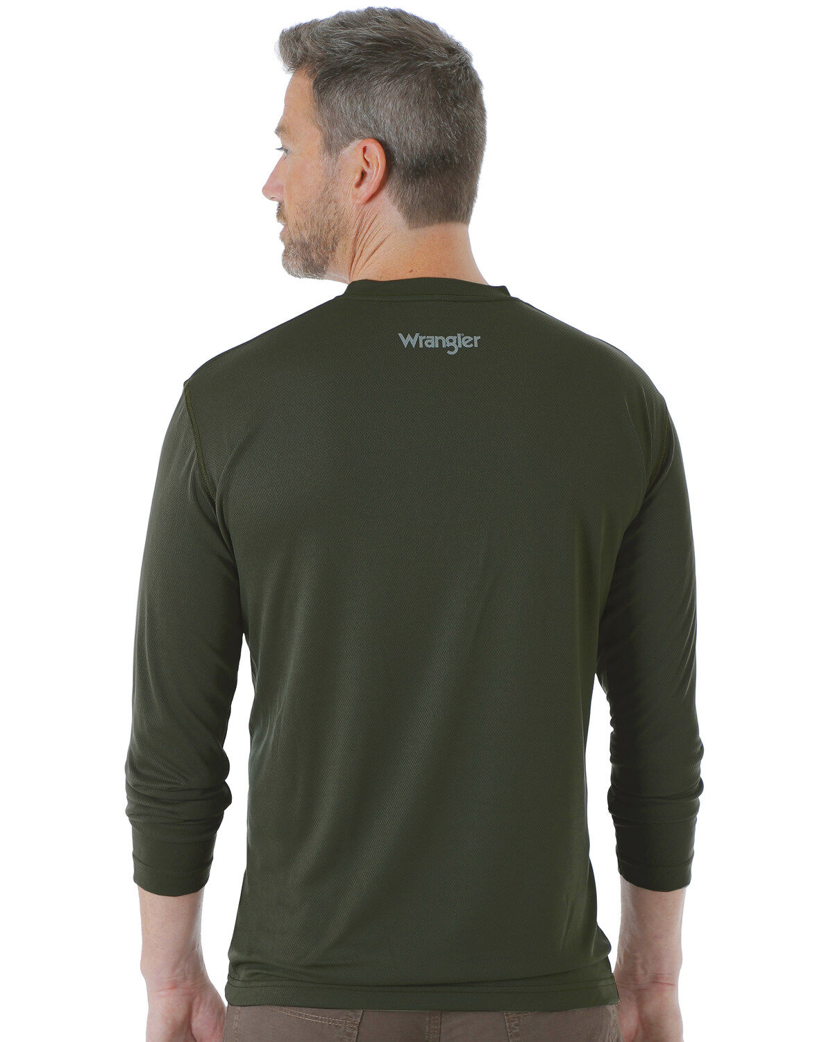 Image #3 - Wrangler Men's Riggs Crew Performance Long Sleeve T-Shirt, Green, hi-res