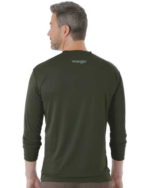Image #3 - Wrangler Men's Riggs Crew Performance Long Sleeve T-Shirt, Green, hi-res