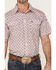 Panhandle Select Men's Small Geo Print Short Sleeve Snap Western Shirt , Red, hi-res